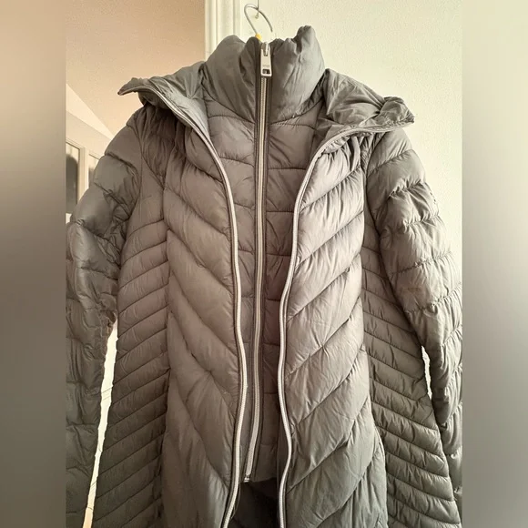 Michael Kors Light Gray Quilted Long Puffer Coat - Picture 2 of 5